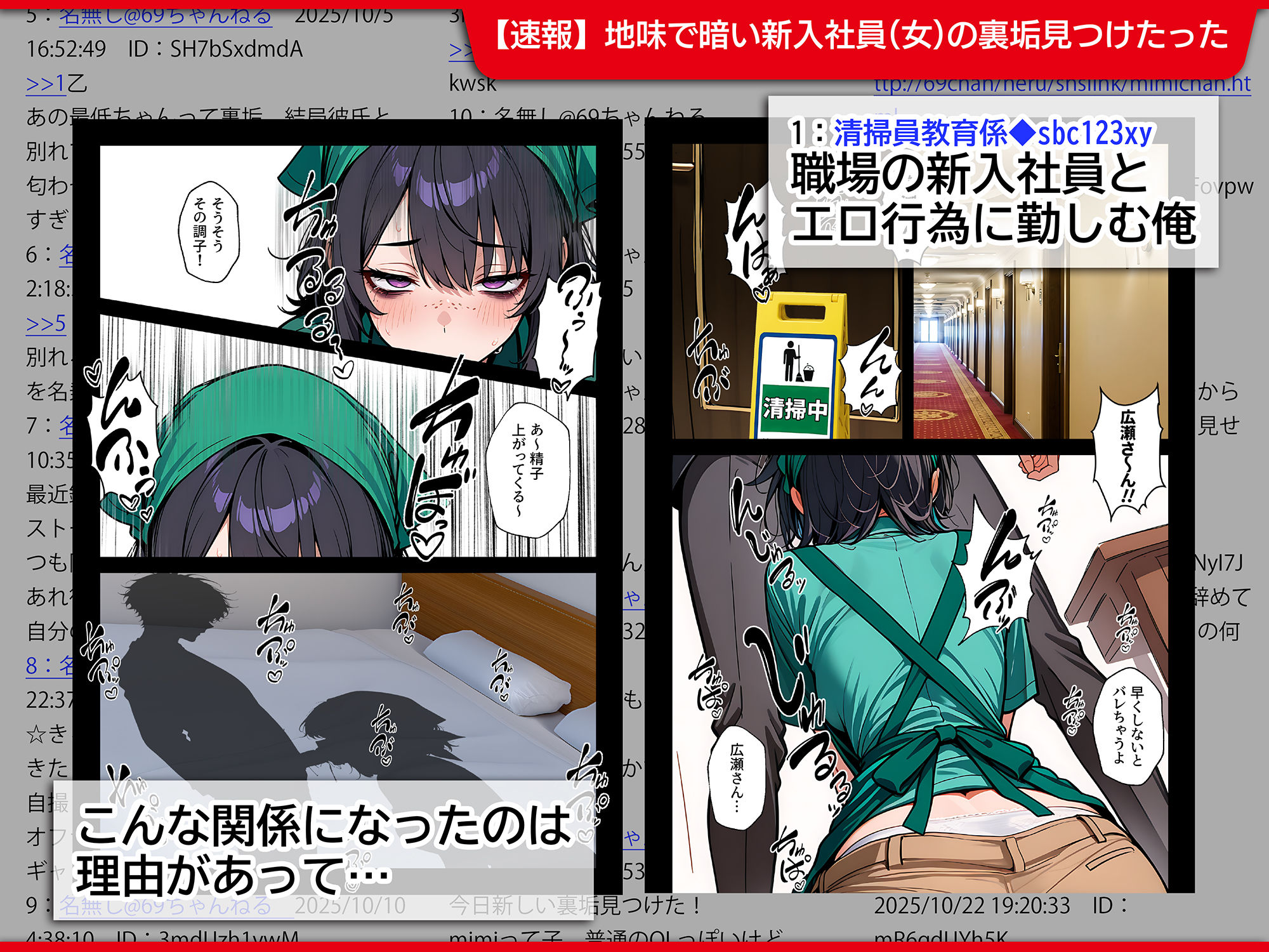 地味でブスだと思ってた新人清掃員の裏垢特定 粘着SEXで彼氏と別れさせた物語-サンプル画像1