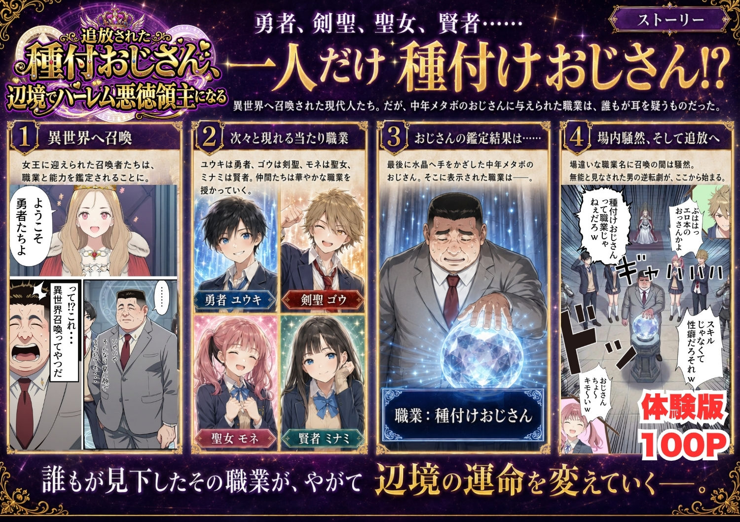 【異世界召喚】追放された種付けおじさん、辺境でハーレム悪徳領主になる-サンプル画像1
