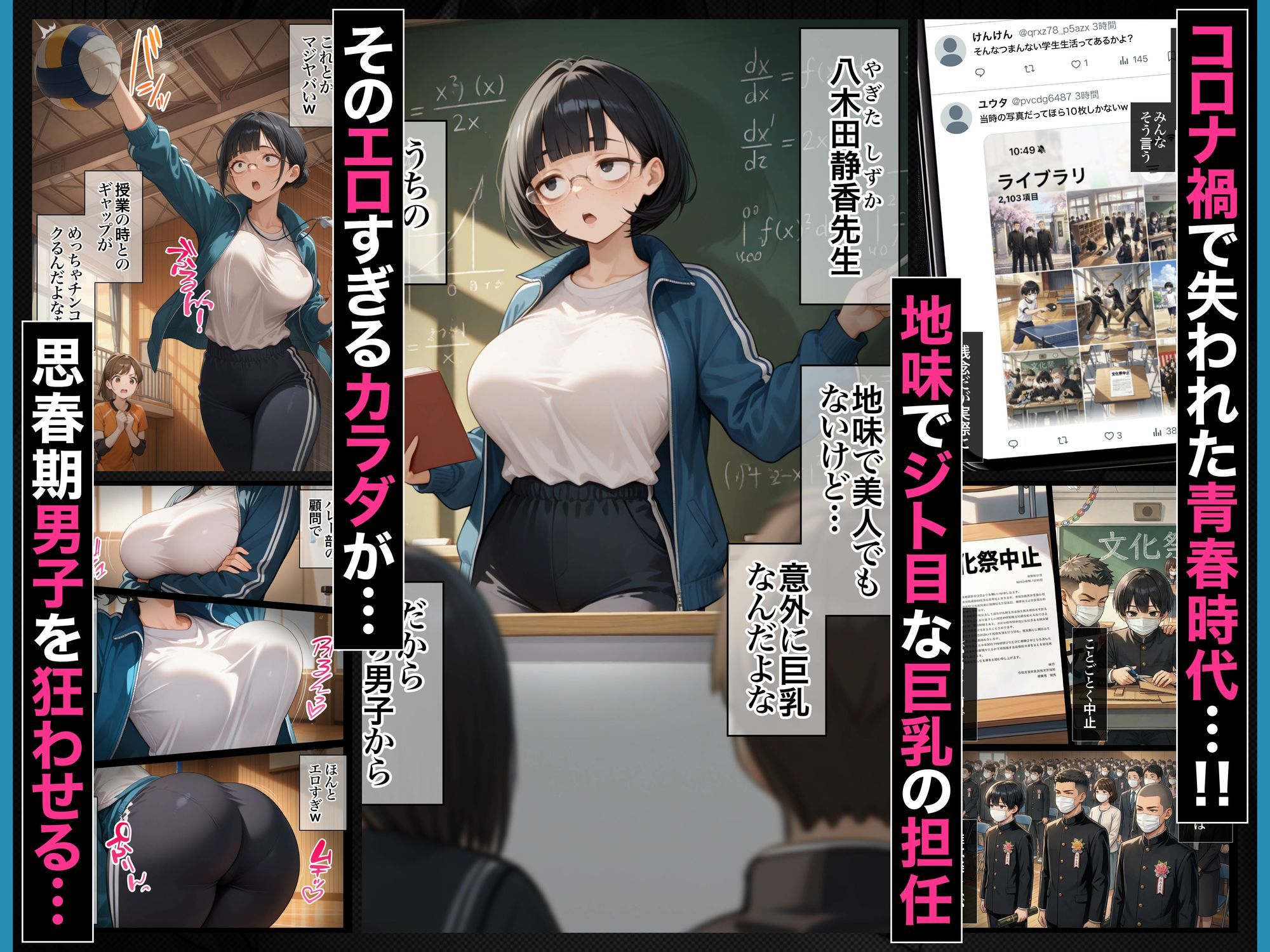 ジト目で地味な巨乳の担任を孕ませたい 担当科目:数学 バレー部顧問 独身 愛称:シズちゃん・ヤギT（30歳）-サンプル画像4