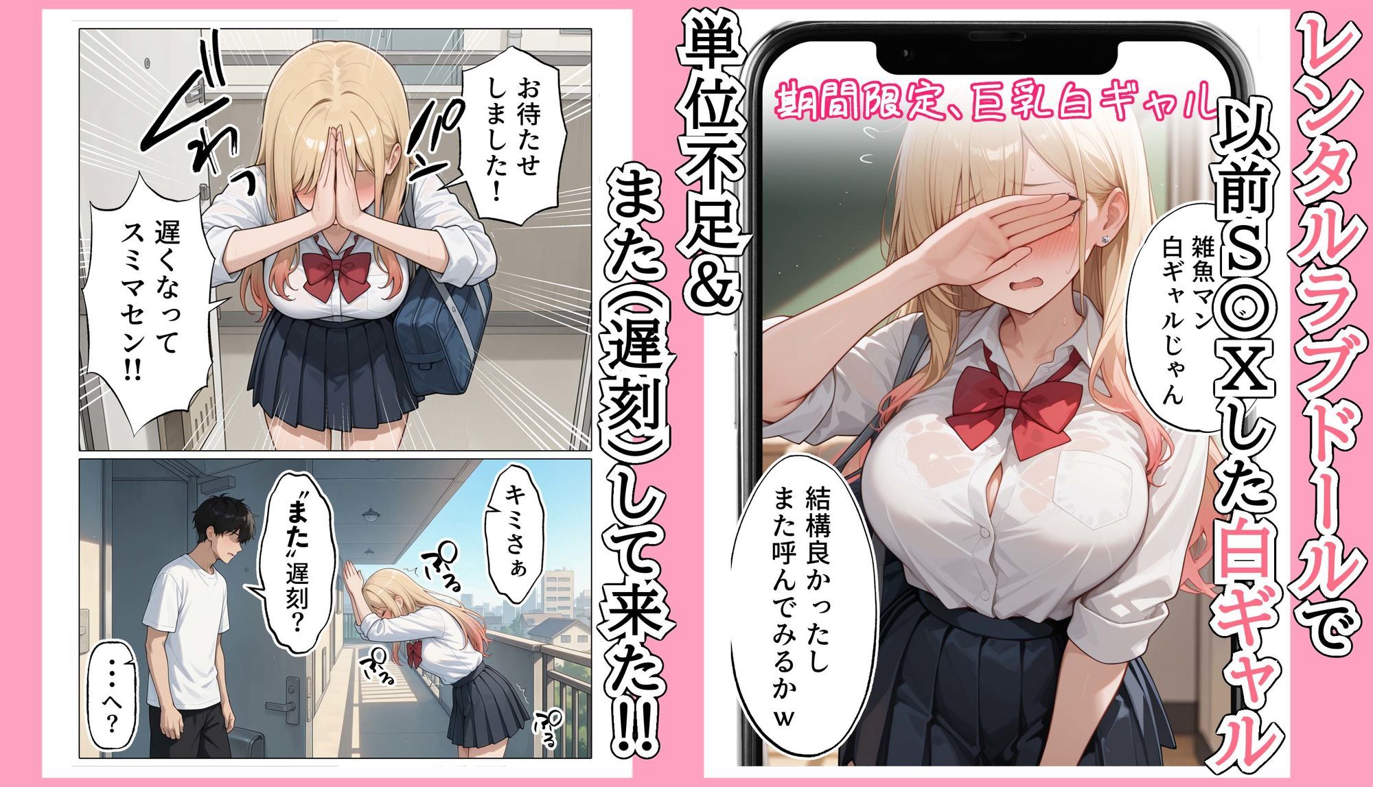 【続編:白ギャルJK2】ラブドール頼んだら、白ギャルJKが来た-サンプル画像1
